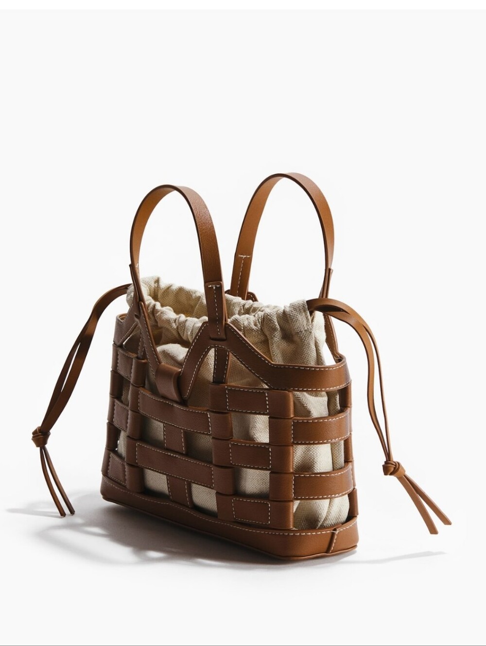 H&M Light Brown/beige Drawstring Detail Tote Bag - Picture 3 of 11
